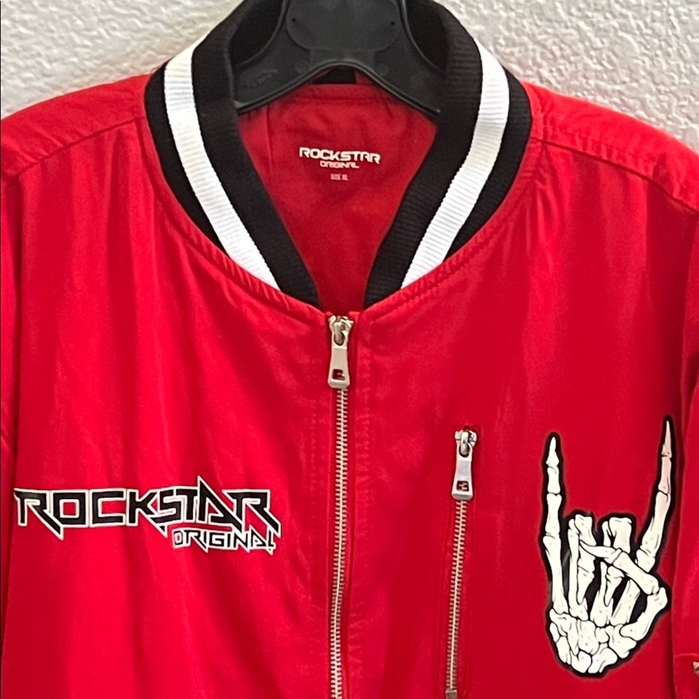 Rockstar Original Red Graphic Skeleton Bomber Jacket Size XL - Picture 3 of 6